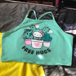 Hello kitty free hugs crop top